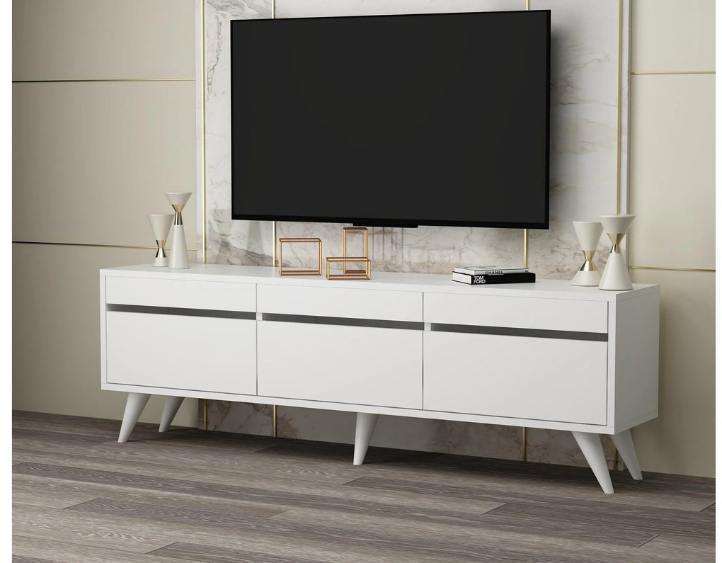 TV stolík/skrinka Siluke (biela) . Akcia -20%. Vlastná spoľahlivá doprava až k Vám domov. 1095260