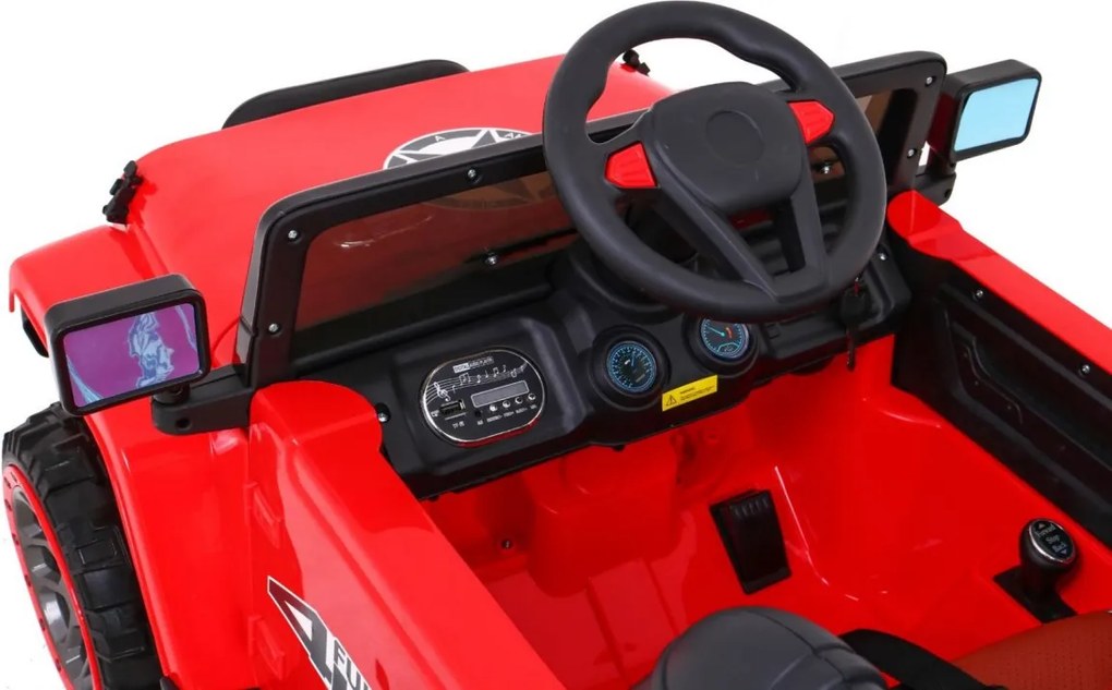 Ramiz Detské terénne auto Full Time 4WD Červená + 4x4 + Diaľkové ovládanie + LED audio + Úložný priestor