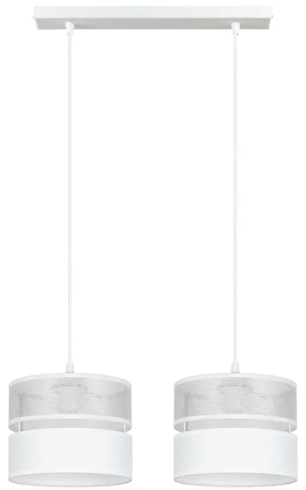 Luster na lanku LIMA 2xE27/60W/230V strieborná/biela
