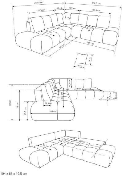 Rozkladacia rohová čalúnená sedacia súprava ALMADA do tvaru L, pravé prevedenie, béžová, s úložným priestorom