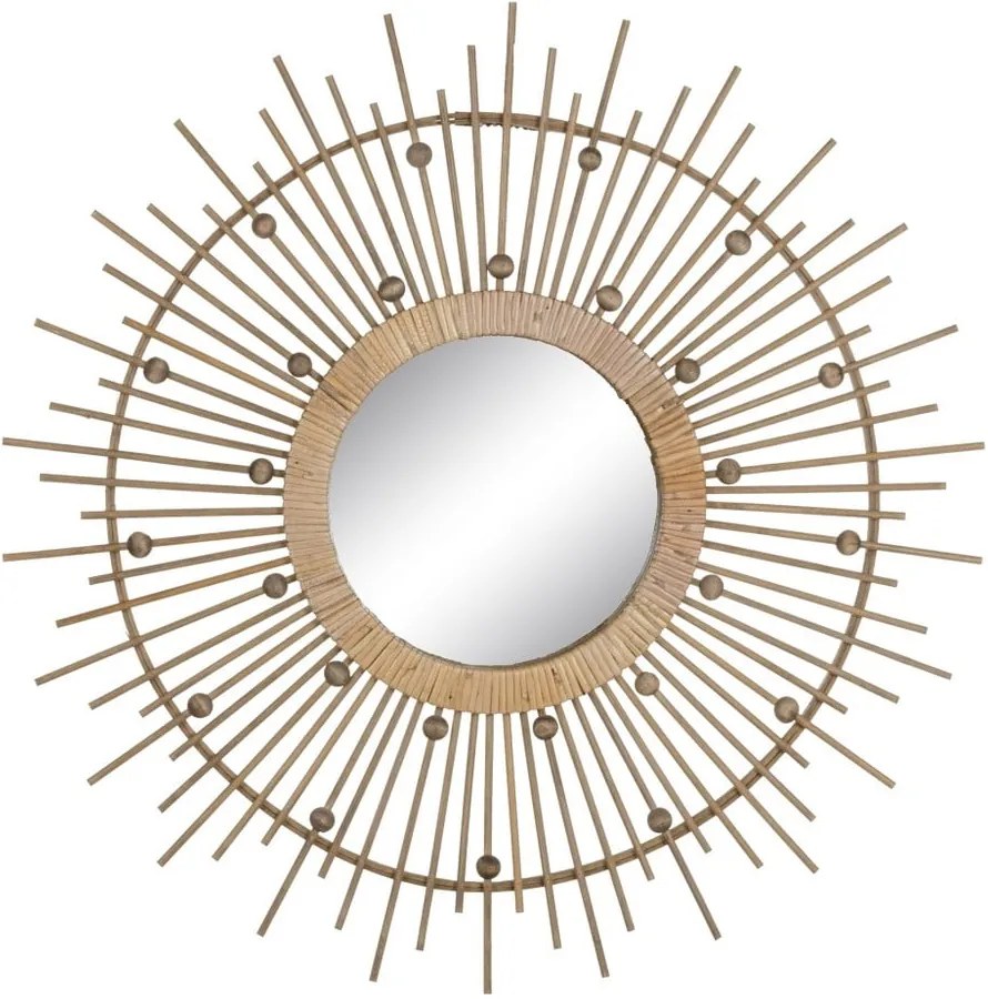 Nástenné zrkadlo s bambusovým rámom ø 70 cm Sol – Ixia