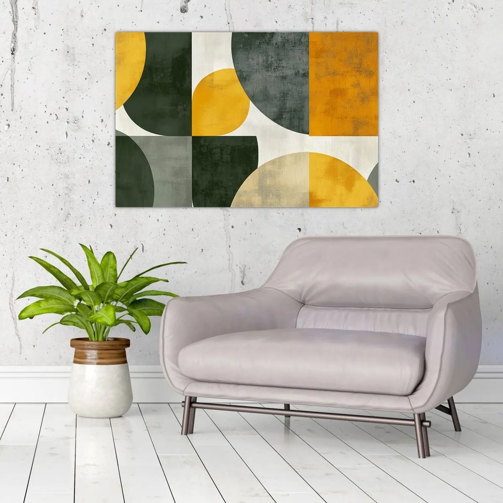 Obraz - Abstrakcia v olivovej farbe (90x60 cm)