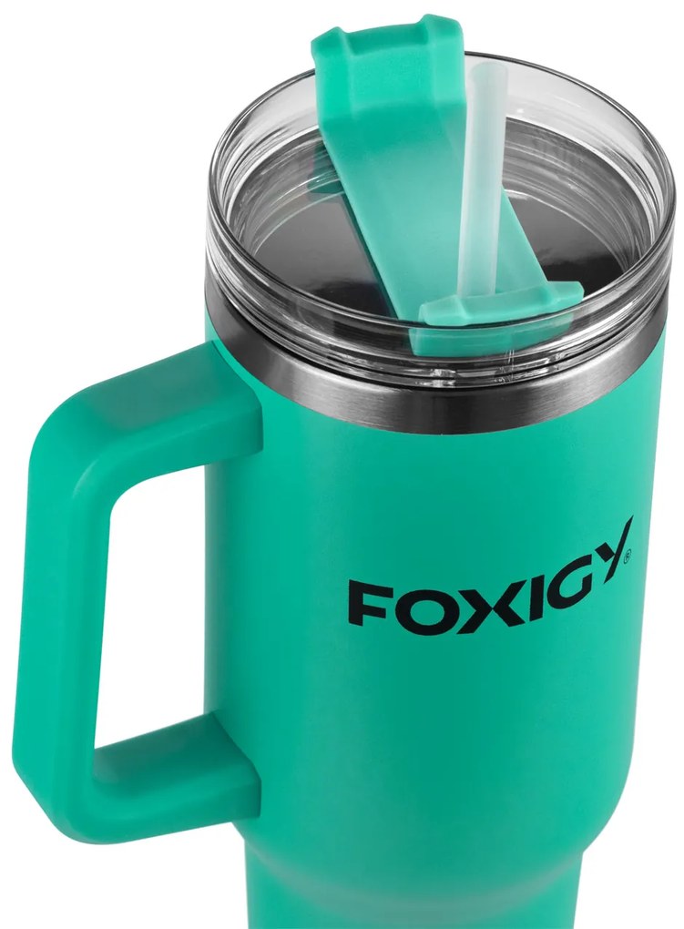Foxigy Termohrnček do auta so slamkou 1200 ml Azure Blue