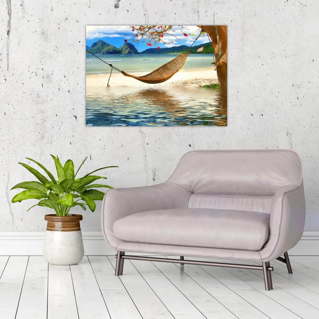 Sklenený obraz - Relax na pláži (70x50 cm)
