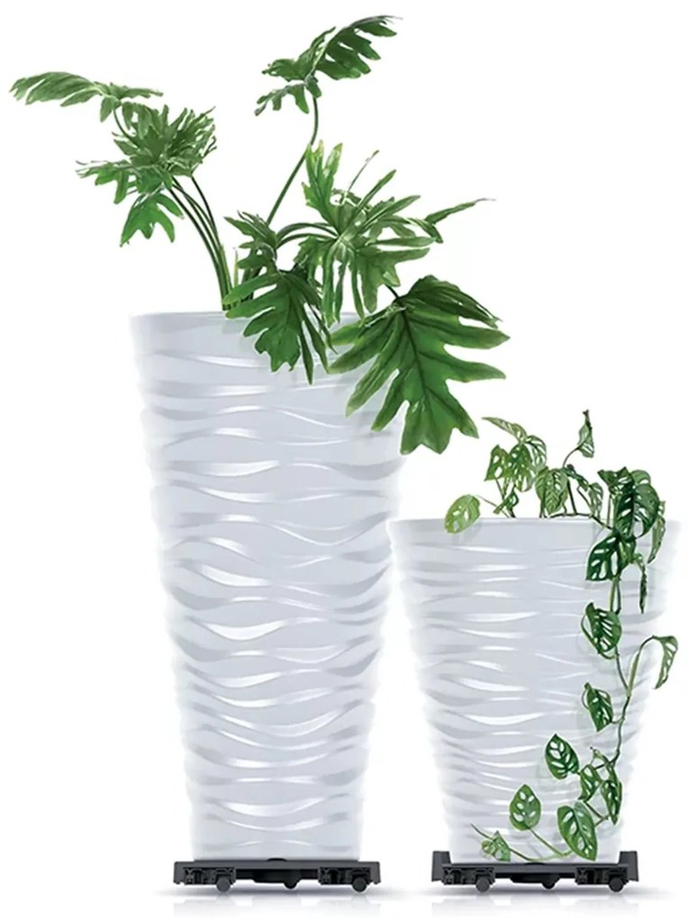 Podstavec pod kvetináč na kolieskach, okrúhly, antracit 37 cm