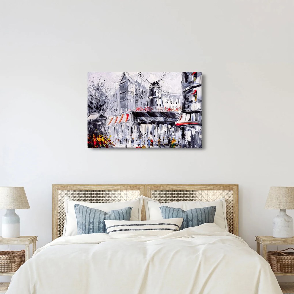 Obraz - Ulica v Paríži, olejomaľba (90x60 cm)