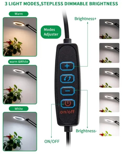 Brilagi - LED Stmievateľná stolná lampa s lupou LED/12W/5V 3000/4200/6000K čierna