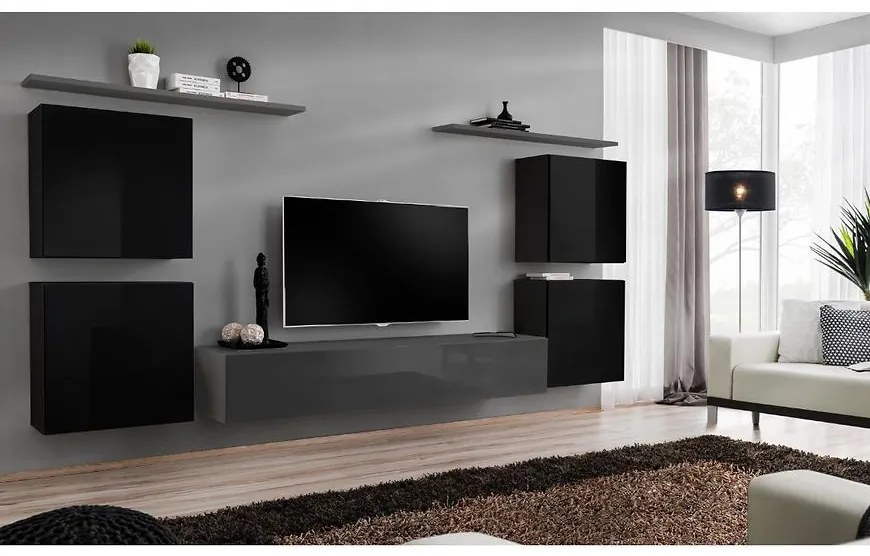 Obývacia stena Switch IV Čierna /Grafit