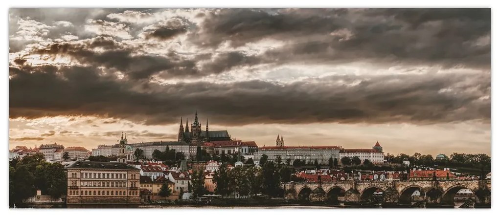 Obraz Pražského hradu za šera (120x50 cm)