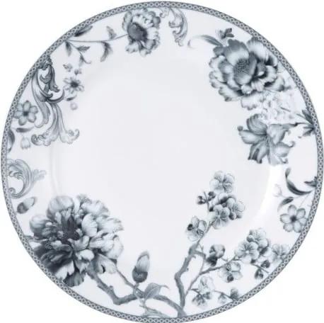 Bielo-sivý porcelánový tanier Bergner Olivia, ⌀ 26,2 cm