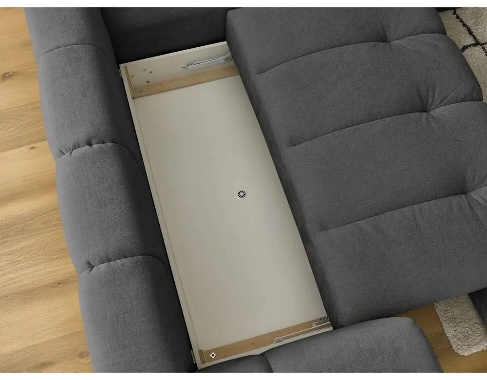 Tmavosivá rozkladacia/s úložným priestorom rohová pohovka (pravý roh/do L) Fuji – Bobochic Paris