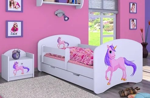 MAXMAX Detská posteľ so zásuvkou 140x70 Jednorožec