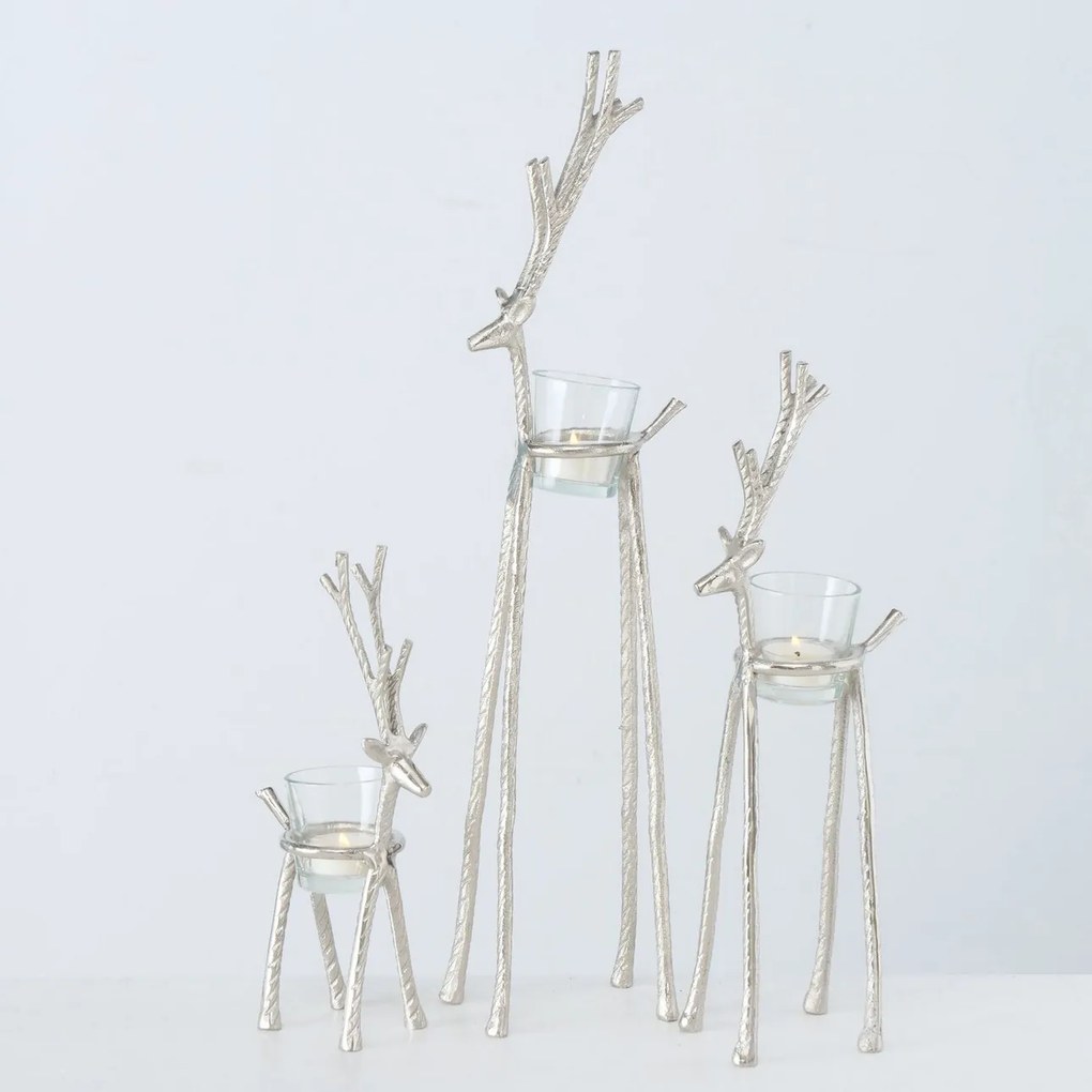 Svietnik Reindeer 37cm silver