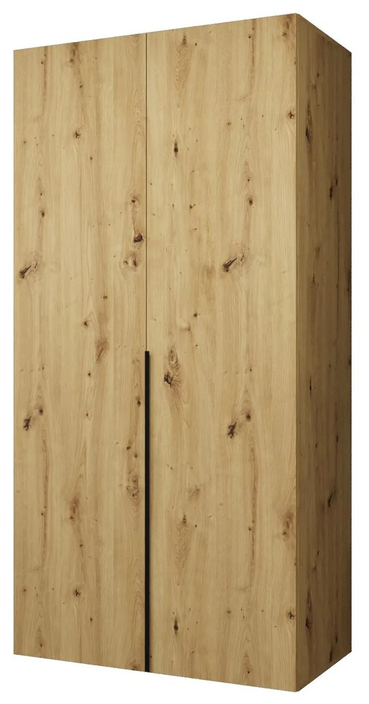 Šatníková skriňa 100 cm Alice 1 (dub artisan + čierna). Akcia -21%. Vlastná spoľahlivá doprava až k Vám domov. 1126091