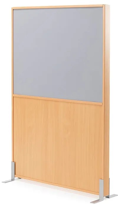 Akustický paraván DUO, 1000 x 1500 mm, šedá / buk