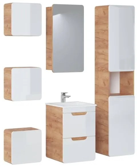 Kúpeľňová skrinka CMD ARUBA WHITE 823 dub wotan/biely lesk