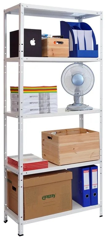 Kovona System Policový regál do domácnosti, 1700 x 750 x 300 mm, 75 kg, biely