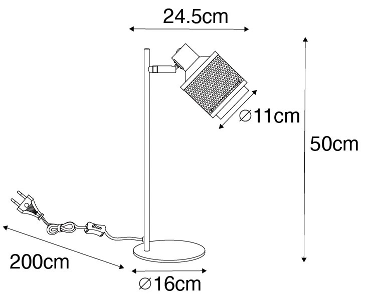 Priemyselná stolná lampa čierna so zlatom - Kayden