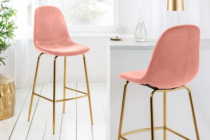 Dizajnová barová stolička Scandinavia altrosa Gold - staroružová