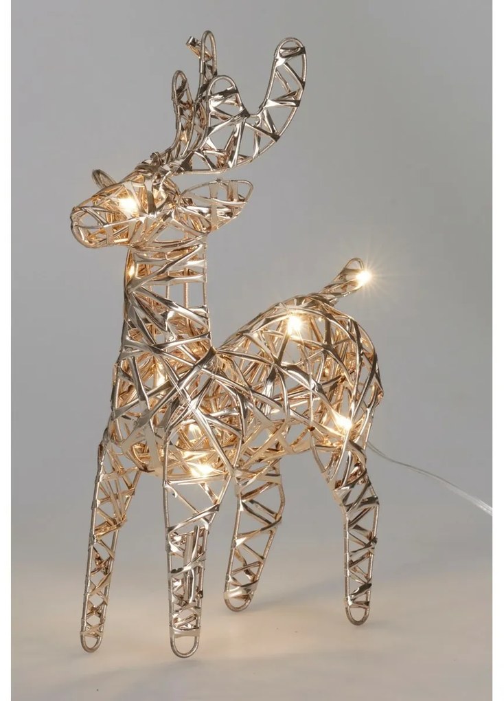 Vianočný svietiaci sob Champagne, 21 x 14 cm, 30 micro LED, na batérie, 14 cm