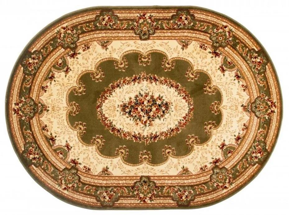Kusový koberec klasický vzor zelený ovál 140x190cm