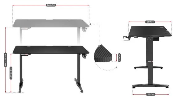Ergonomický herný stôl Hero - 8.5 čierny