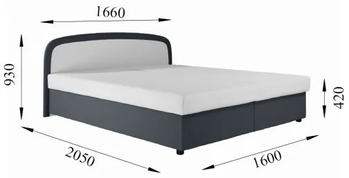Čalúnená posteľ MALIA 160x200 so pružinovou matracou a úložným priestorom, sivá