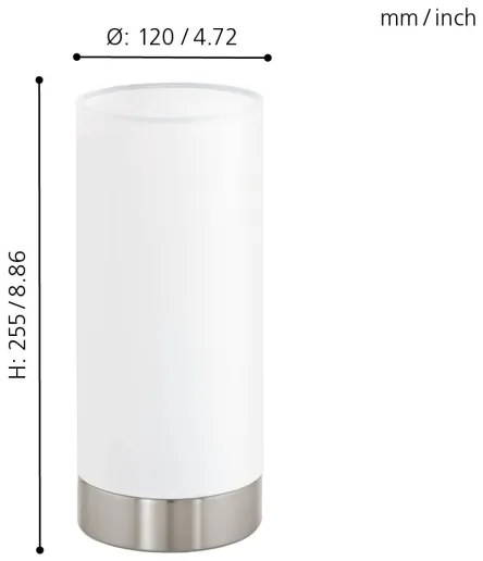 Eglo 95118 - Stmievateľná stolná lampa PASTERI 1xE27/40W/230V