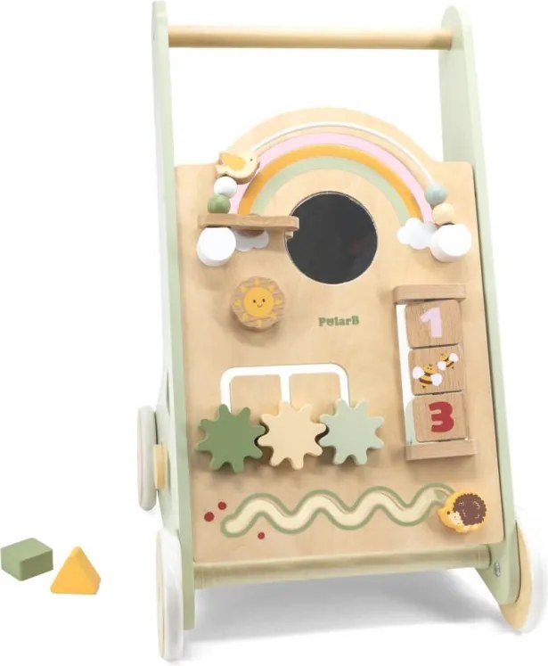 Drevené vzdelávacie chodítko PolarB zelené – aktivitné chodítko pre deti