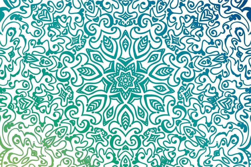Tapeta modrozelená Mandala - 150x100