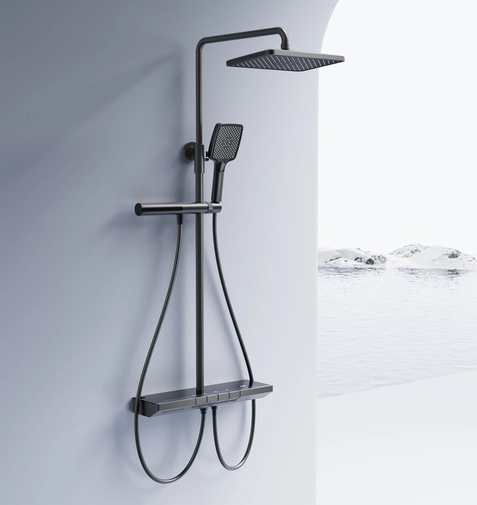 Rea Pedro, sprchový set s termostatom, grafitová, REA-P0896