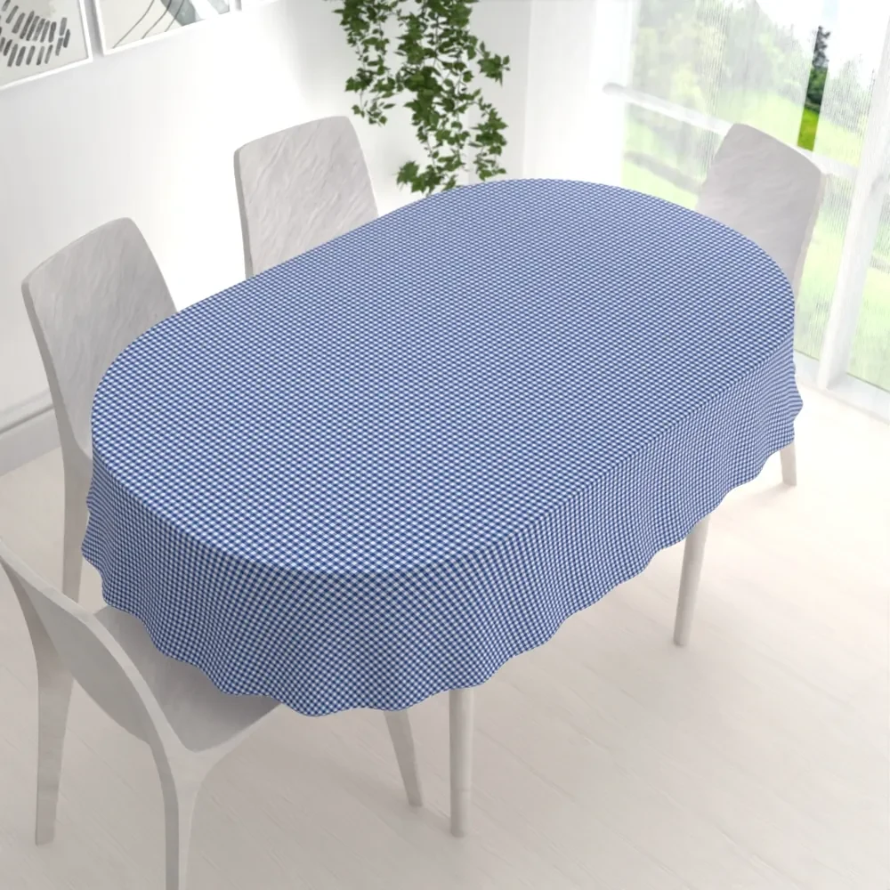 Biante Dekoračný oválny obrus Rebeka RE-009 Modro-biela kocka malá 120x140 cm