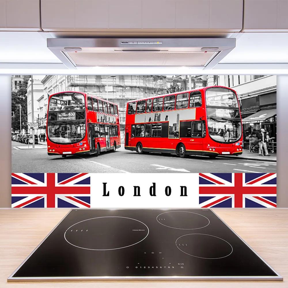 Sklenený obklad Do kuchyne Londýn autobus umenie 140x70 cm