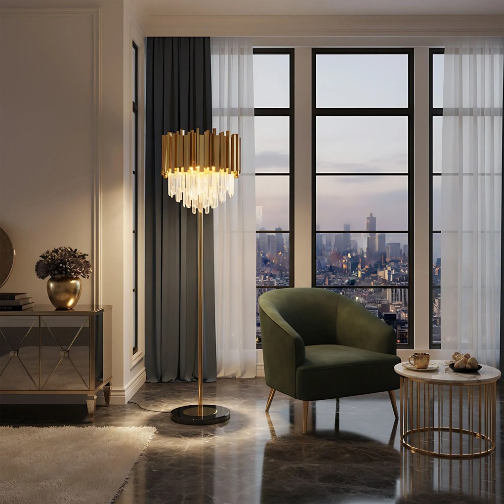 Toolight Toolight, voľne stojace svietidlo 3xE14, APP1717-3F, zlatá, OSW-04339