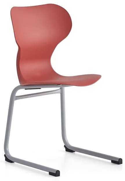 Stolička BRIAN, s klzákmi, strieborná/červená