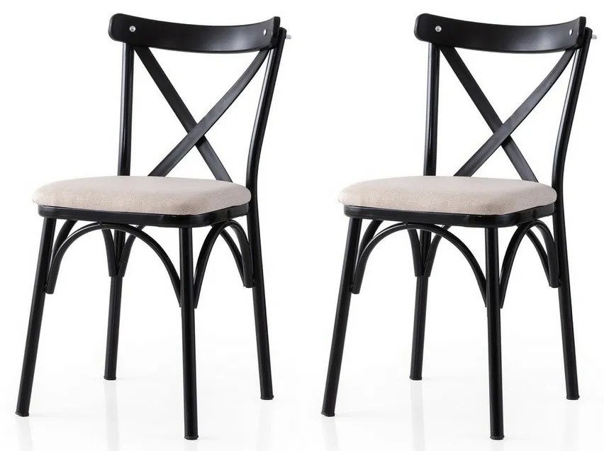 Sada jedálenských stoličiek Ekol Cream a Black, 2ks