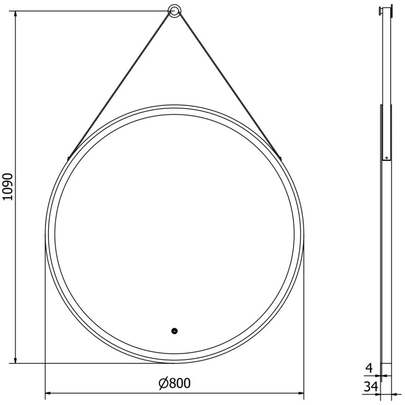 Mexen Reni, LED kúpeľňové zrkadlo s podsvietením 80x80 cm, 6000K, čierny rám, ochrana proti zahmlievaniu, 9812-080-080-611-70