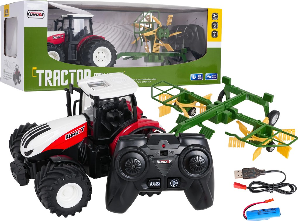 Ramiz Traktor + R/C hrable 1:24 Červená