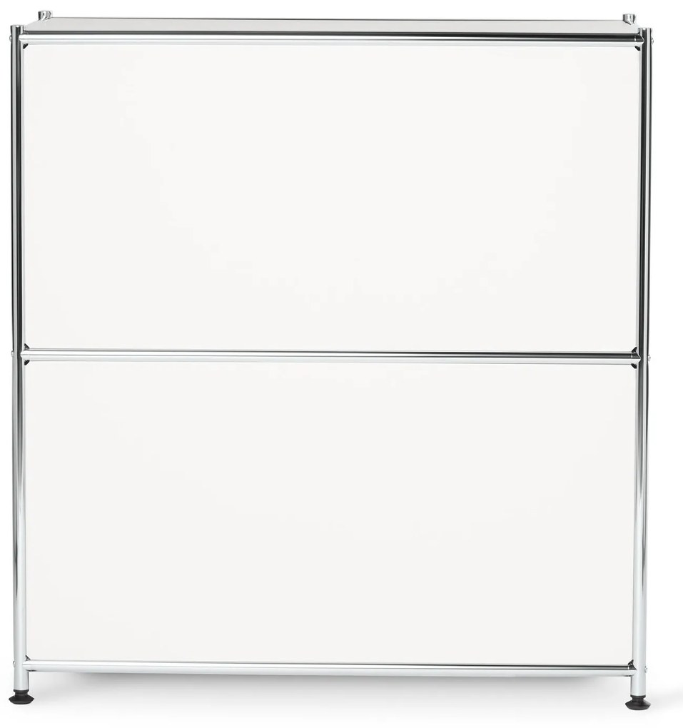 Nízka kovová odkladacia skrinka »CN3« s výklopnými priehradkami, biela