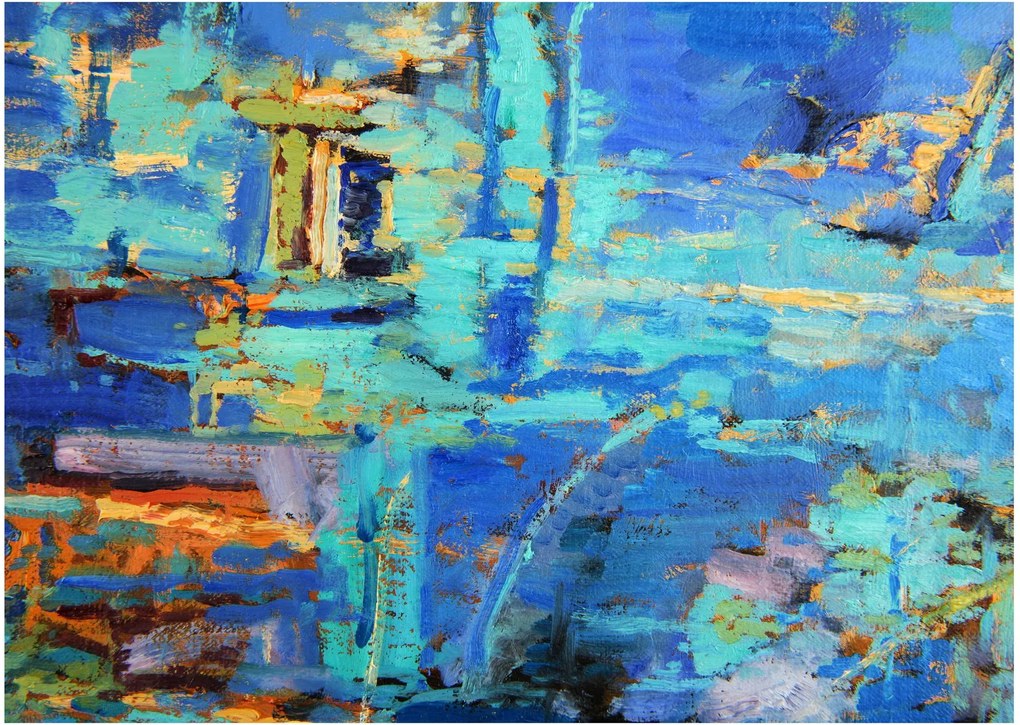 Sklenený obraz - Abstraktné olejomaľba (70x50 cm)