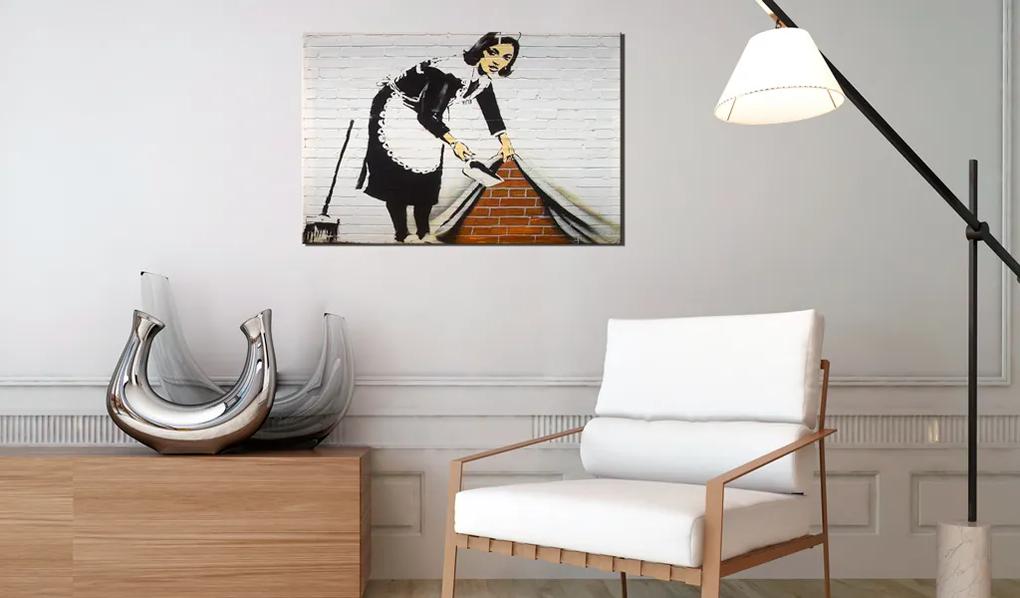 Artgeist Obraz - Maid in London by Banksy Veľkosť: 120x80, Verzia: Na talianskom plátne