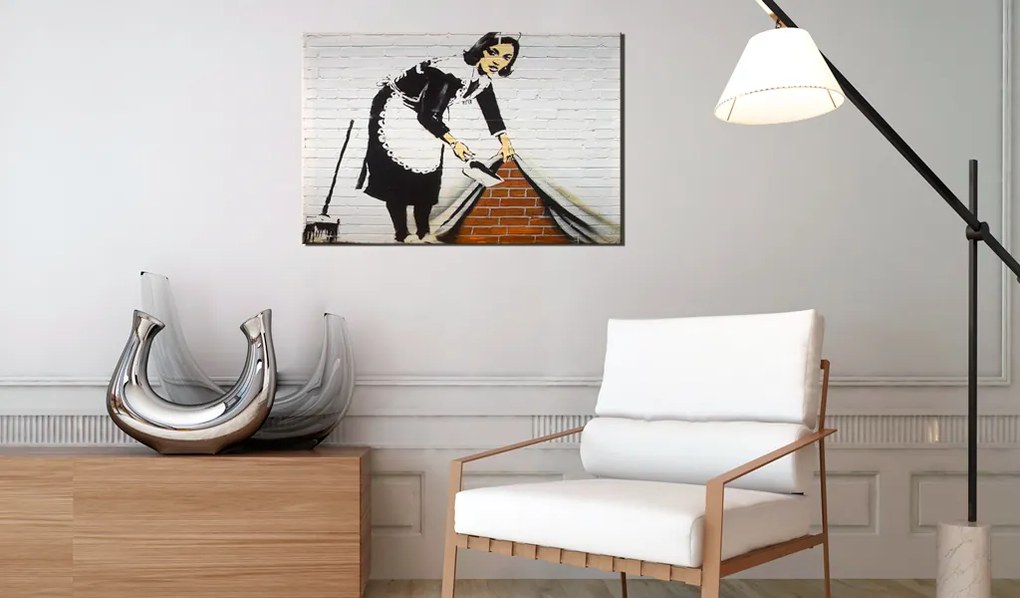 Artgeist Obraz - Maid in London by Banksy Veľkosť: 30x20, Verzia: Na talianskom plátne