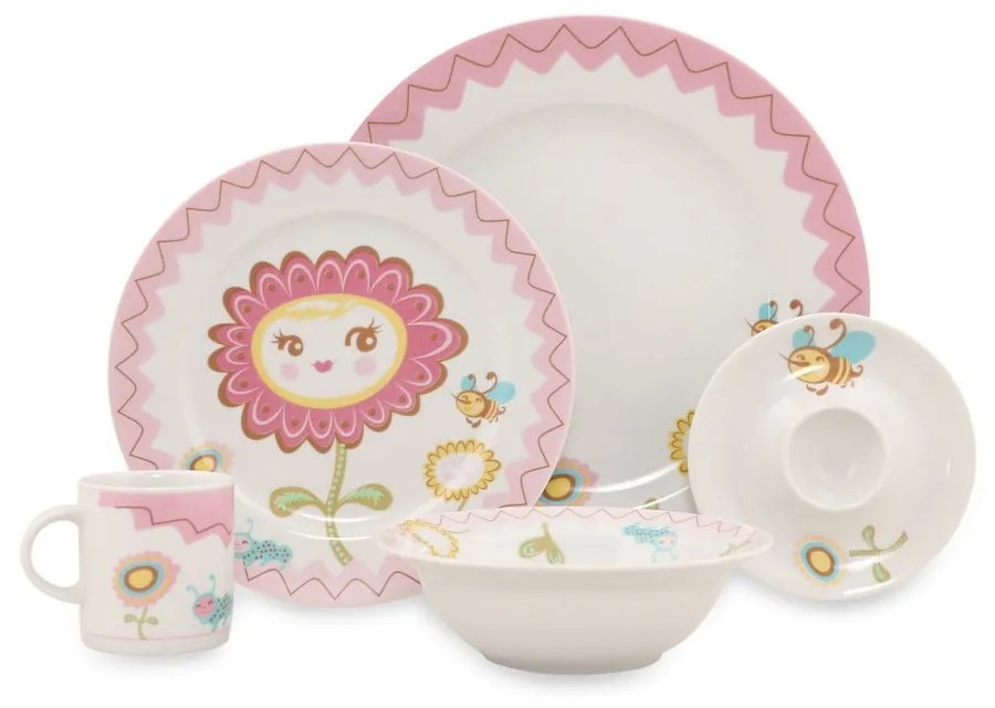 5-dielna detská porcelánová jedálenská súprava Kütahya Porselen Bloom