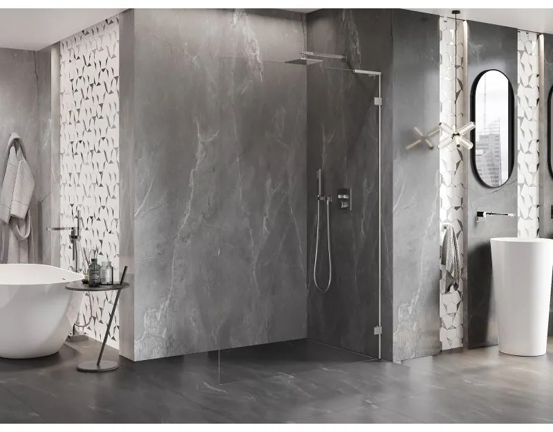 Mexen Lunar L, sprchová stena pravá 50 x 200 cm, 8mm číre sklo, oceľový profil, 830L-050-000-97-00-P