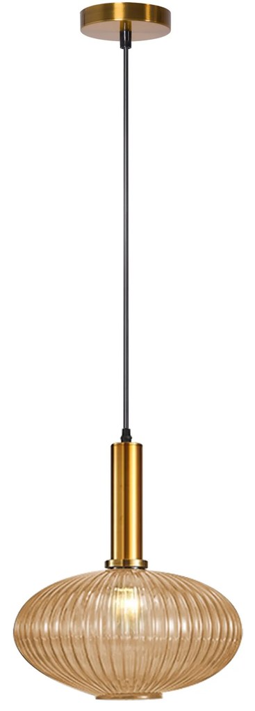 Toolight - Závesné stropné svietidlo z oranžového skla 1xE27 APP464-1CP, oranžová-zlatá, OSW-00594