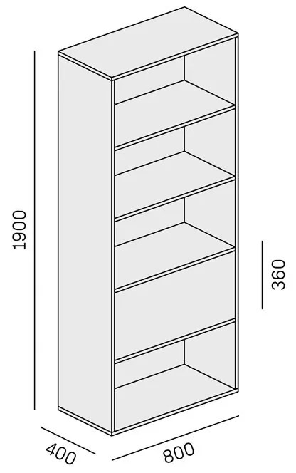 PLAN Vysoký kancelársky policový regál LAYERS, 1 box, 800 x 400 x 1905, dub prírodný / dub morený