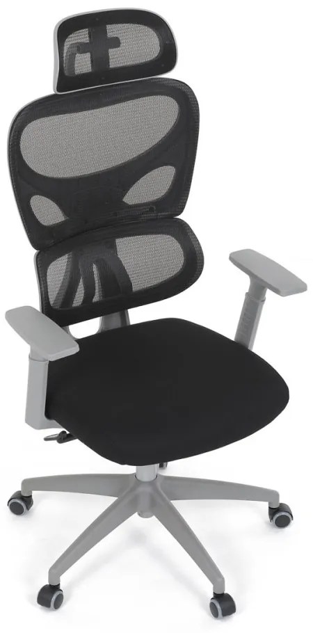 Kancelárska ergonomická stolička GRANT II — sieť, látka, sivá/čierna