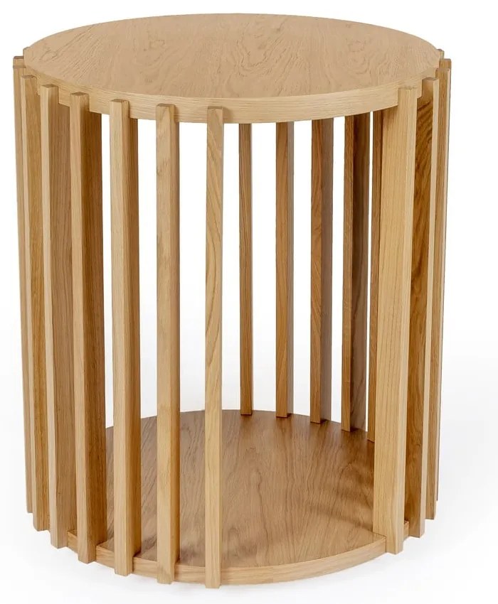 Odkladací stolík z dubového dreva Woodman Drum, ø 53 cm