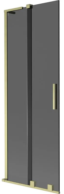 Mexen Velar L, 2-krídlová posuvná vaňová zástena 70 x 150 cm, 8mm šedé sklo, zlatá matná, 896-070-003-41-55
