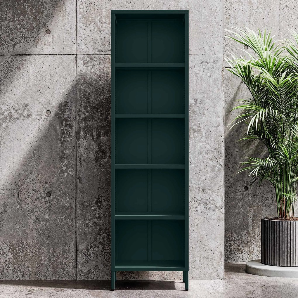 Knižnica do obývačky MARIO, 500 x 1800 x 350 mm, Modern: fľaškovo zelená farba